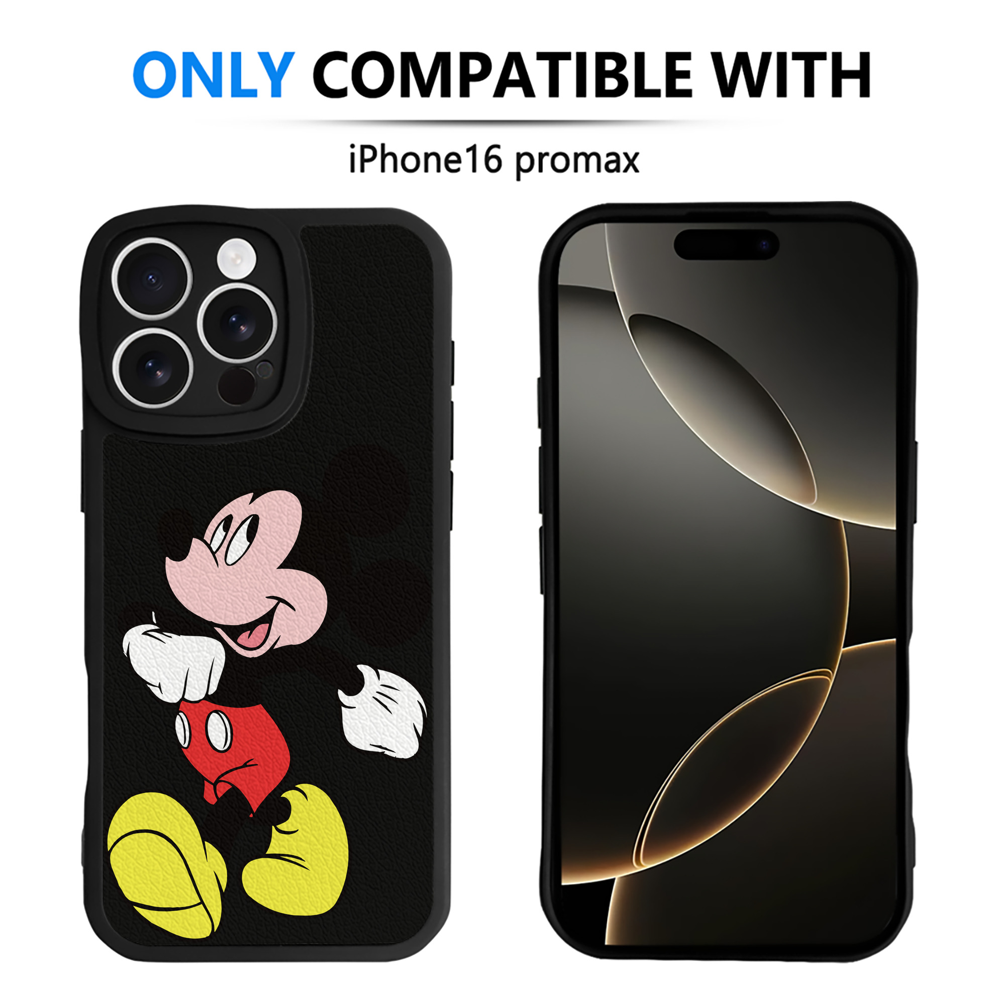 （画像用） ミッキーマウス Mickey Mouse 【iPhone 16シリーズ対応】シリコンスマホケース（レザー調） 材質：シリコン